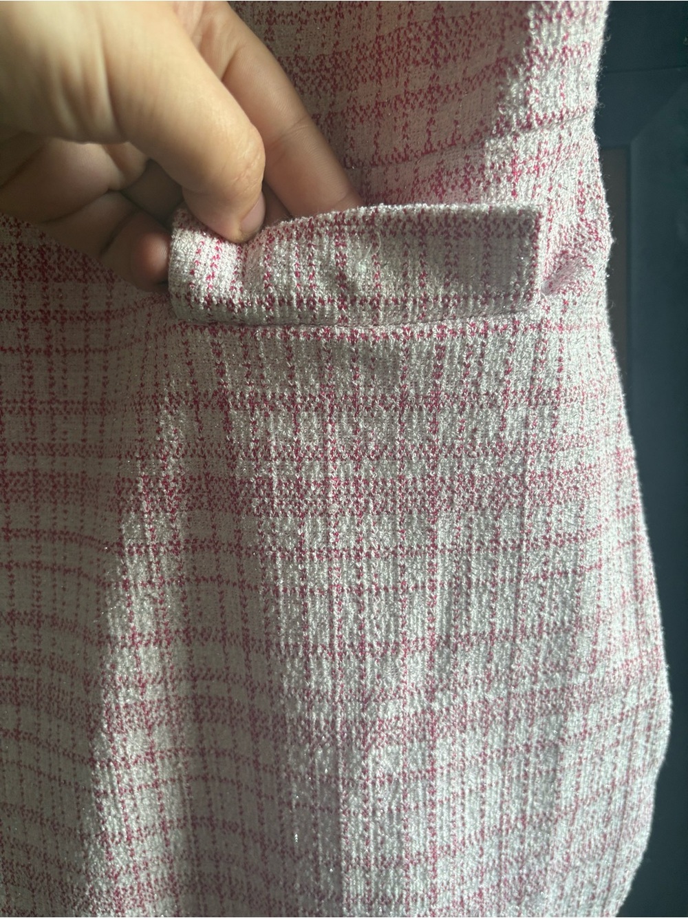 SHEIN Pink Plaid Puff-Sleeve Midi Dress with Pearl Buttons - Picture 3 of 8